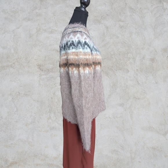 MAGASCHONI Scandi Girl Fair Isle Cabincore Soft Wool Blend Sweater Oversize S - Picture 4 of 9